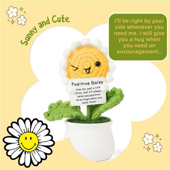 Crochet daisy flower desk decor cute gift for women friend coworker sister - Picture 2 of 8